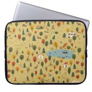 Vintages nahtloses Muster der Herbstwaldlandschaft Laptopschutzhülle