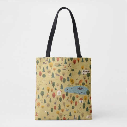 Vintages nahtloses Muster der Herbstwaldlandschaft Tasche (Vorderseite)