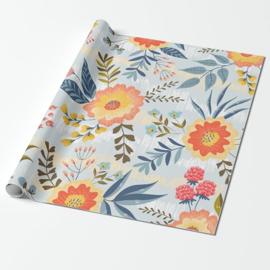 Vintages nahtloses Muster mit abstrakten Blume Geschenkpapier (Ungerollt)