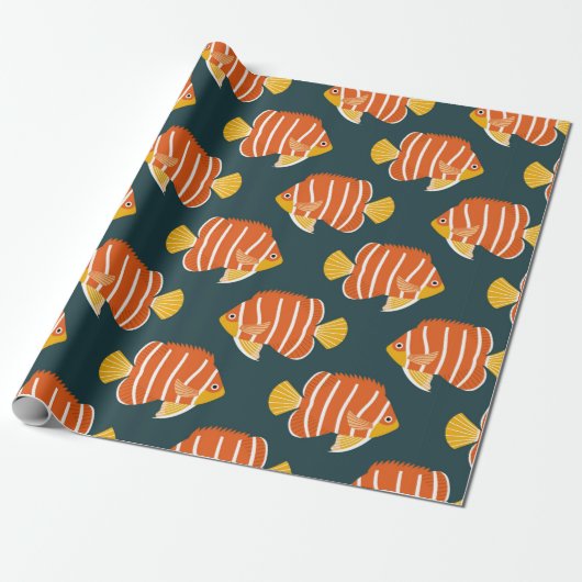 Vintages nahtloses Muster mit Fischen. Creative De Geschenkpapier (Ungerollt)