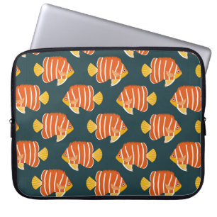 Vintages nahtloses Muster mit Fischen. Creative De Laptopschutzhülle