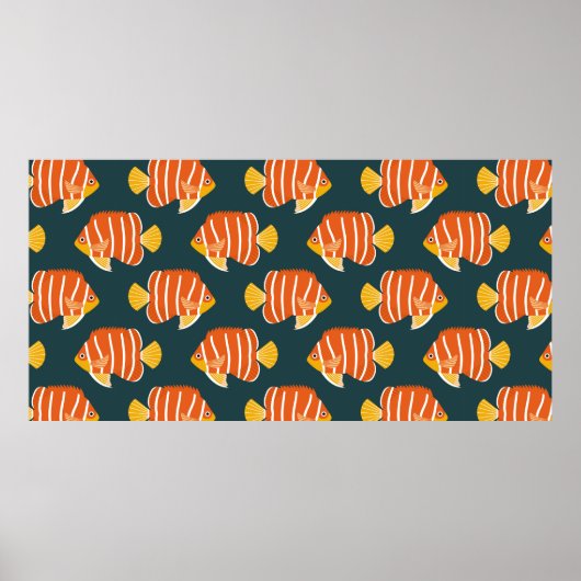 Vintages nahtloses Muster mit Fischen. Creative De Poster (Vorne)