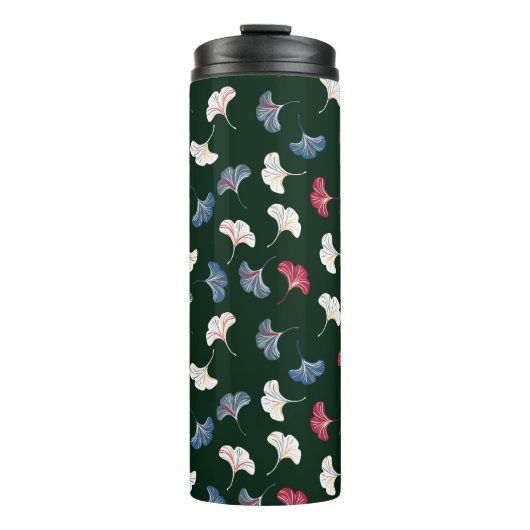 Vintages, nahtloses Muster mit Ginkgo-Blätter Thermosbecher (Vorderseite)