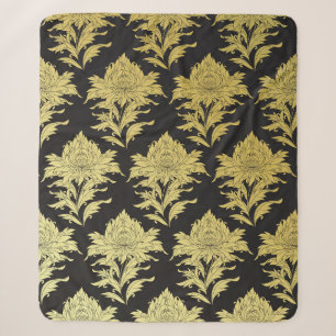 Vintages nahtloses Muster mit goldener Blume auf b Sherpadecke