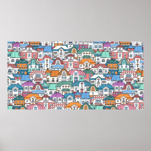 Vintages nahtloses Muster mit handgezeichneter Far Poster (Vorne)