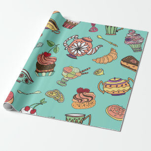 Vintages nahtloses Muster mit Kuchen Geschenkpapier