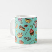 Vintages nahtloses Muster mit Kuchen Kaffeetasse (Vorderseite Links)