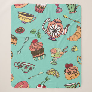 Vintages nahtloses Muster mit Kuchen Sherpadecke