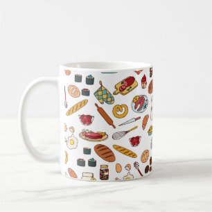 Vintages nahtloses Muster mit Lebensmitteln. Kaffeetasse