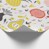 Vintages nahtloses Muster mit Obst, Blume und Geschenkpapier (Ecke)