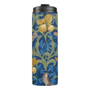 Vintages nahtloses Muster mit orangefarbener Iris Thermosbecher