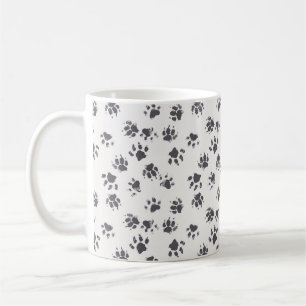 Vintages nahtloses Muster mit Pfotenfugen Kaffeetasse