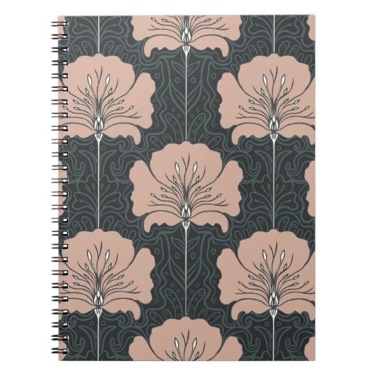 Vintages nahtloses Muster mit rosa Blume. Art. Notizblock (Vorderseite)