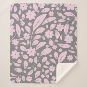 Vintages nahtloses Muster mit rosa Blume und Leder Sherpadecke