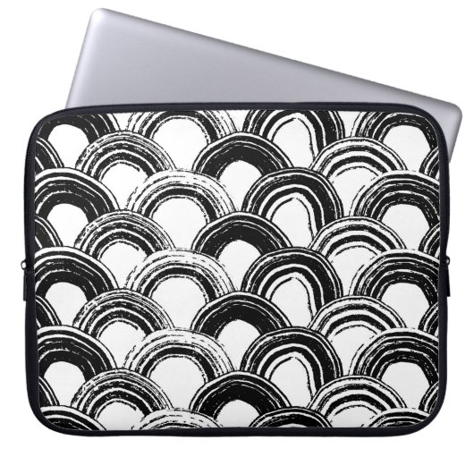 Vintages nahtloses Muster mit trockenem Pinselboge Laptopschutzhülle (Vorderseite)