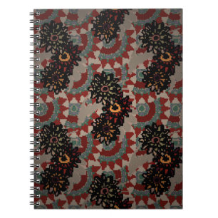 Vintages, nahtloses Muster. Rot, Beige und g Notizblock