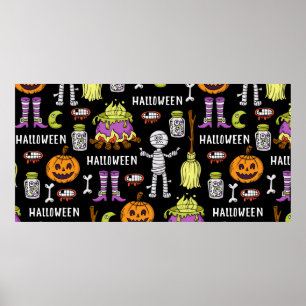 Vintages nahtloses Muster zum Thema Happy Hal Poster