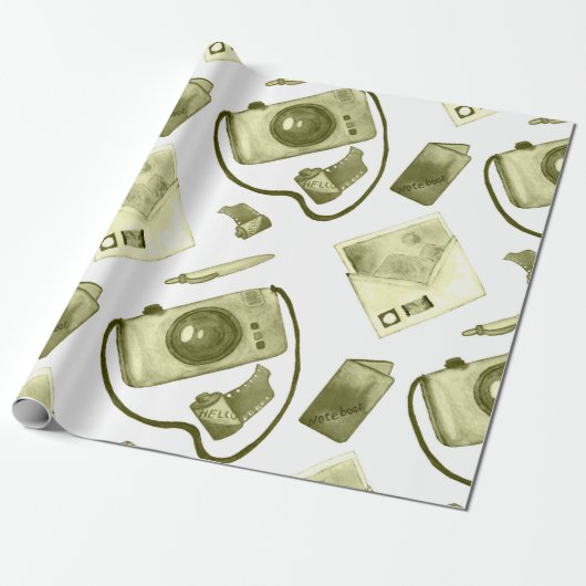 Vintages, nahtloses Sepidmuster aus Hipster  Geschenkpapier (Ungerollt)