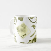 Vintages, nahtloses Sepidmuster aus Hipster Kaffeetasse (Vorderseite Links)