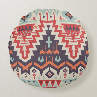 Vintages Nahtloses Stammmuster Geometrisches Ethni Rundes Kissen