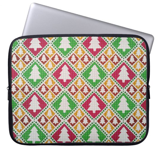 Vintages, nahtloses Weihnachtsbaummuster Laptopschutzhülle (Vorderseite)