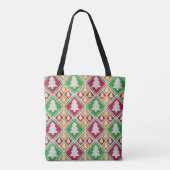 Vintages, nahtloses Weihnachtsbaummuster Tasche (Rückseite)