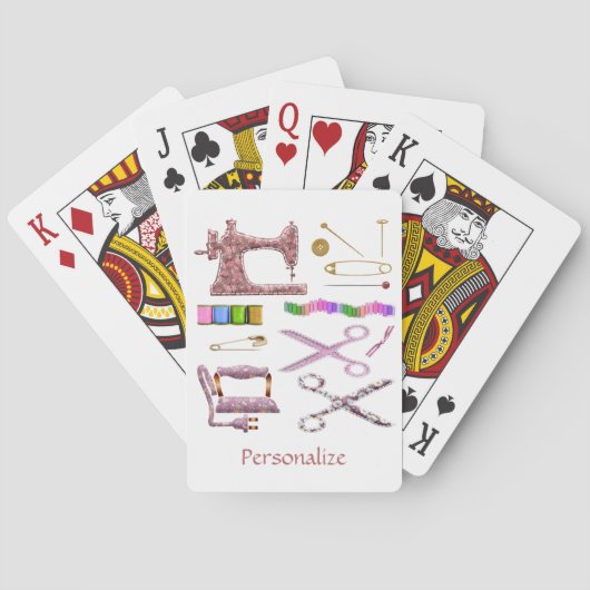 Vintages Nähzubehör für Seamstress Schneider Spielkarten (Rückseite)