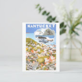Vintages Nantucket Travel Poster Postkarte (Stehend Vorderseite)
