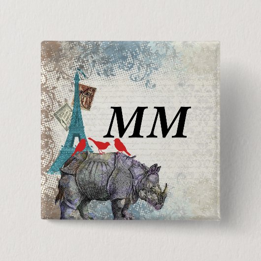 Vintages Nashorn Button (Vorderseite)