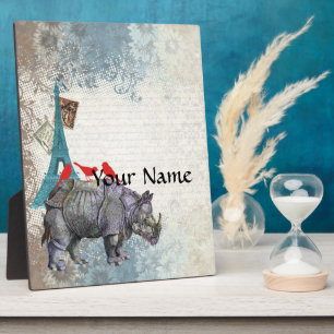 Vintages Nashorn Fotoplatte