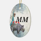 Vintages Nashorn Keramik Ornament (Links)