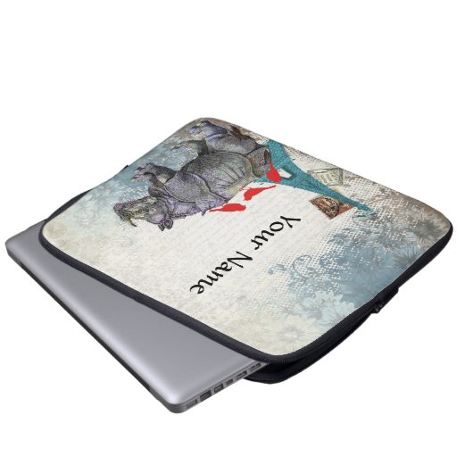 Vintages Nashorn Laptopschutzhülle (Vorne Knopf)