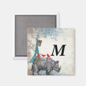 Vintages Nashorn Magnet (Vorderseite/Rückseite)