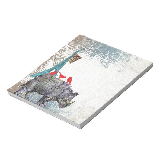 Vintages Nashorn Notizblock (Rotiert)