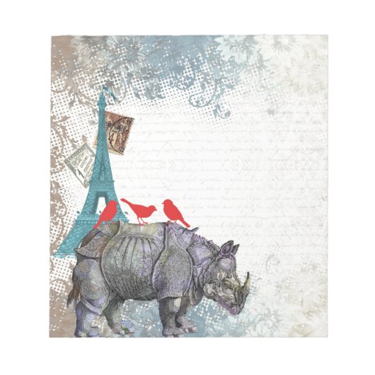 Vintages Nashorn Notizblock (Vorderseite)