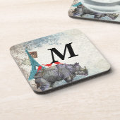 Vintages Nashorn Untersetzer (Linke Seite)