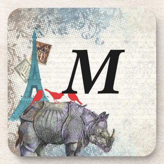 Vintages Nashorn Untersetzer (Vorderseite)