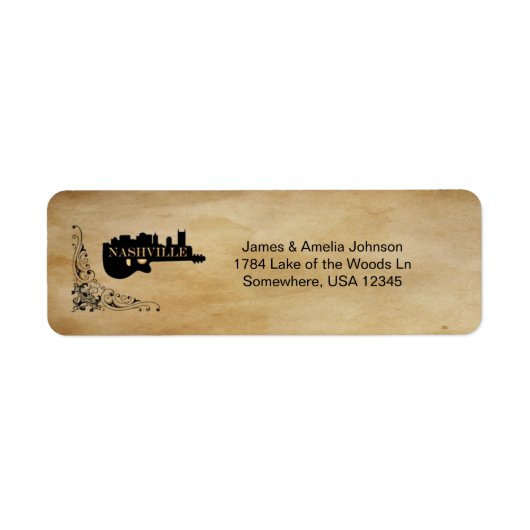 Vintages Nashville Guitar-Rücksendeadresse-Label (Vorne)