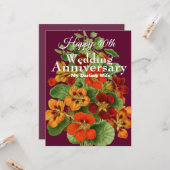 Vintages Nasturtium zum 40. Hochzeitstag Karte (Vorderseite/Rückseite Beispiel)