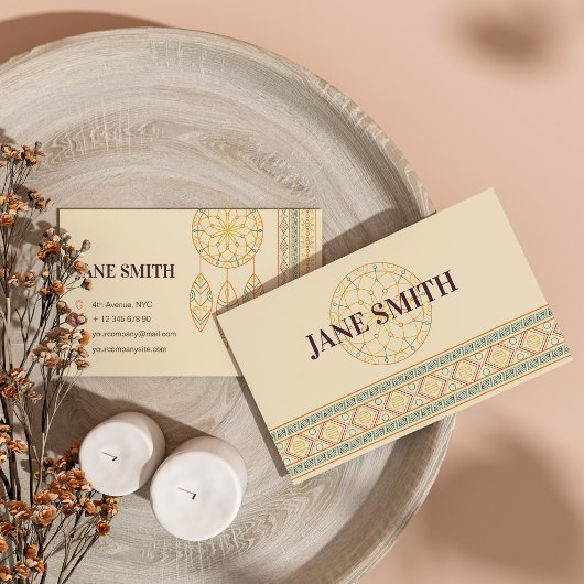 Vintages Native Dream Catcher Boho Chic Monogram Visitenkarte