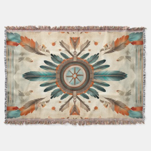 Vintages Native Feather Retro Dream Catcher Muster Decke (Vorderseite)