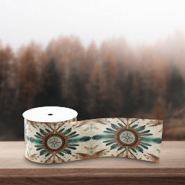 Vintages Native Feather Retro Dream Catcher Muster Satinband