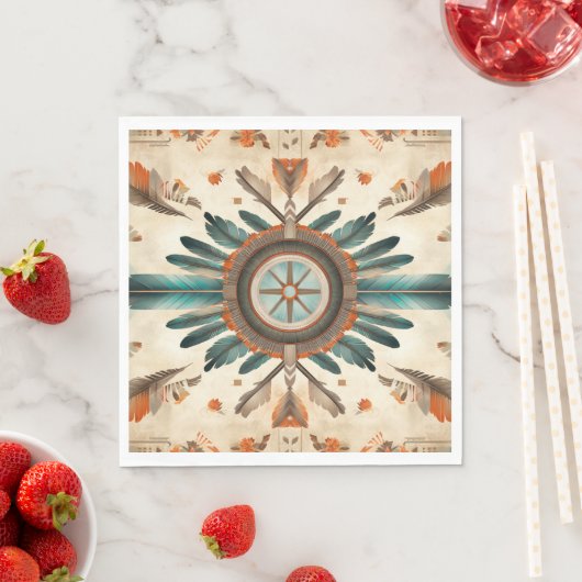 Vintages Native Feather Retro Dream Catcher Muster Serviette (Beispiel)