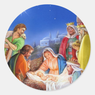 Vintages Nativityweihnachten Runder Aufkleber