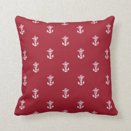 Vintages Nautic Anchor Muster Red Throw Pilz Kissen