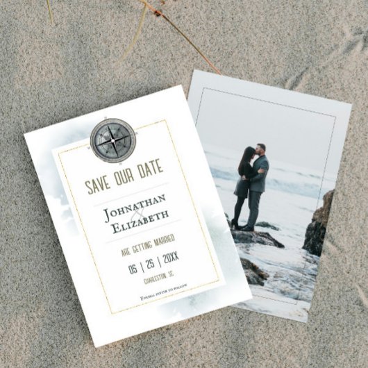 Vintages Nautic Compass-Foto Save The Date