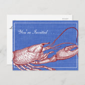 Vintages Nautic Hummer Bake Beach Party Einladungspostkarte (Vorne/Hinten)