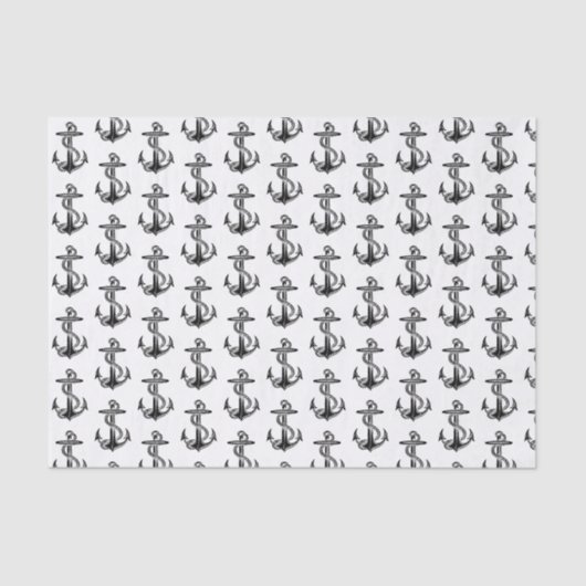 Vintages Nautical Anchor Ship Preppy Seidenpapier (Vorderseite)