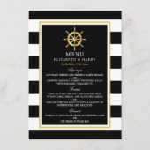 Vintages Nautical Gold Wheel, Black & Gold Wedding Menükarte (Vorderseite)