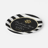 Vintages Nautical Gold Wheel, Black & Gold Wedding Pappteller (Schrägansicht)